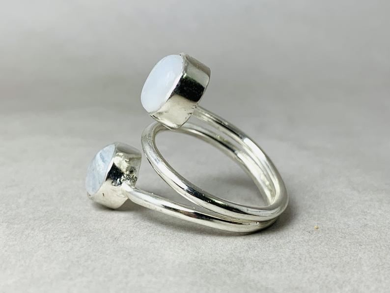 Mondsteinring 925 Sterling Silber Geburtsstein Juni Handgemachter Böhmischer Ring Freundin Geschenk