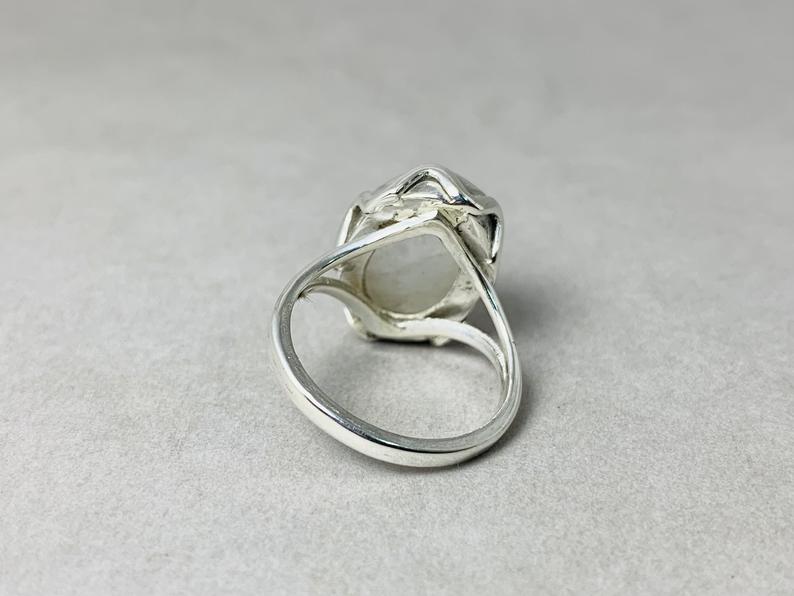 Natürlicher Regenbogen Mondstein Ring 925 Sterling Silber Handgemachter Ring Edelsteinring Ovaler Mondsteinring Geschenk Für Sie