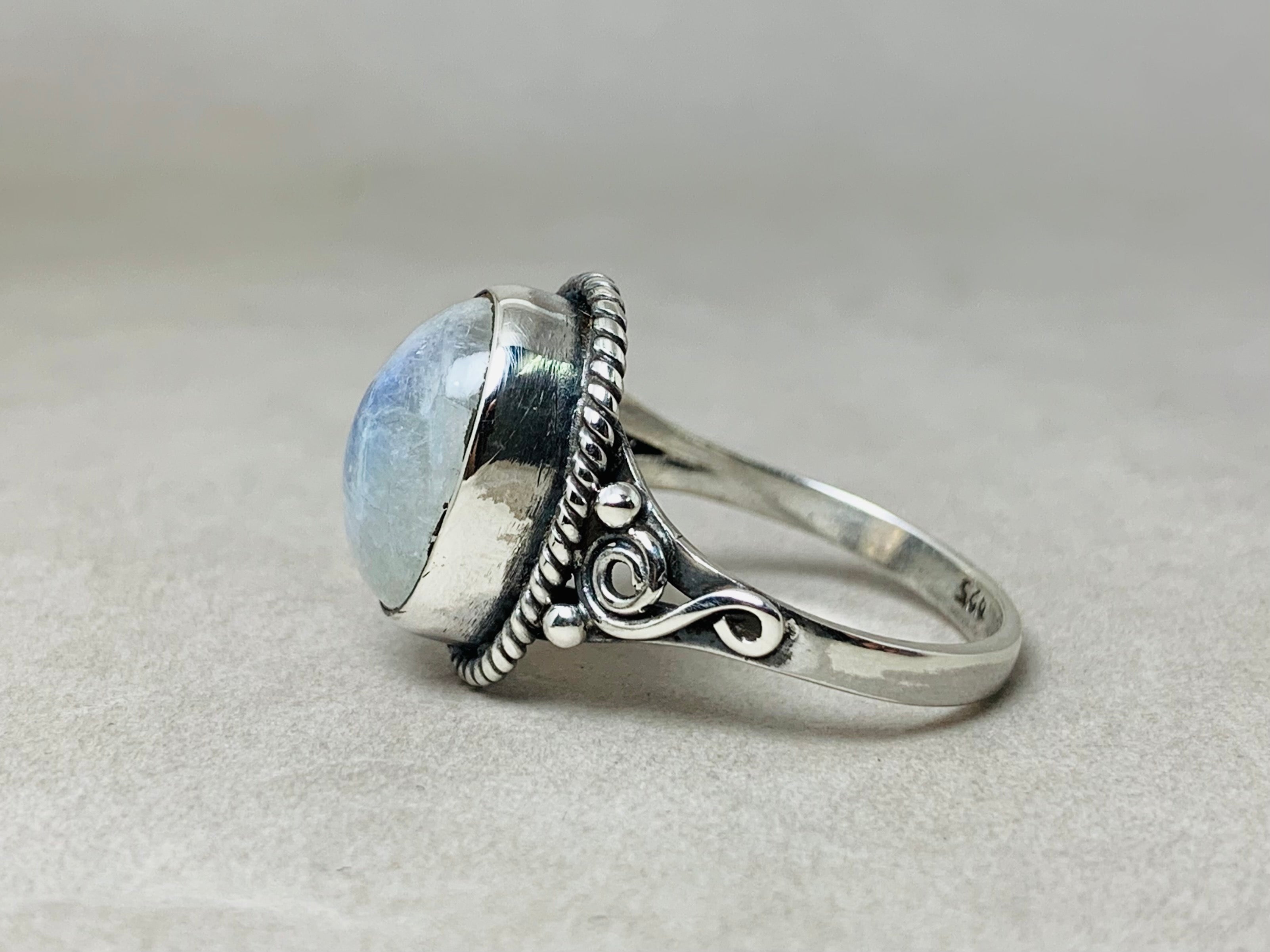 925 Sterling Silver Ring Rainbow Moonstone Ring June Birthstone Woman Ring Oval Shape Ring Moonstone Jewelry Gift For Her