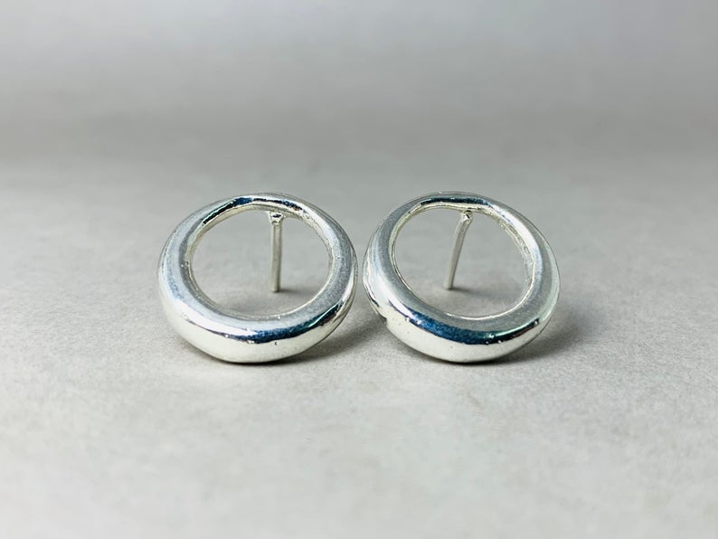 Circle Studs 925 Silver Studs Handmade Studs Circle Stud Earrings Open Circle Studs Simple Silver Studs Circle Earrings Silver Circle