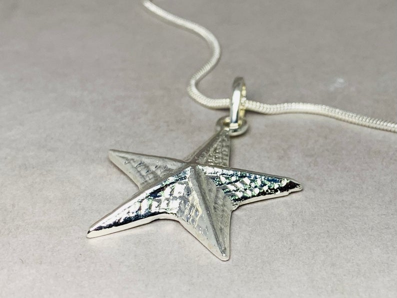 Star Fish pendant 925 Sterling Silver Pendant Statement Pendant Star Pendant Boho Pendant Fish Charm Pendant Beach Jewelry