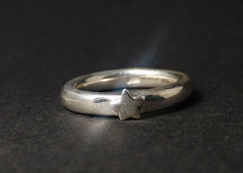 Zierlicher Sternring 925er Sterlingsilber Statement Ring Versprechensring Sternbandring Zarter Ring
