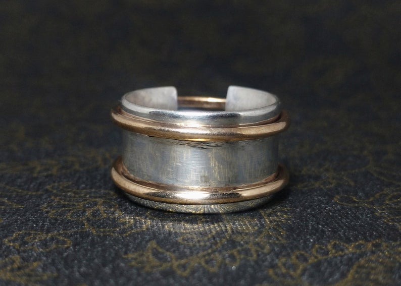 Spinner Ring Antik Silber Bandring 925 Sterling Silber Statement Ring Geschenkring für Sie