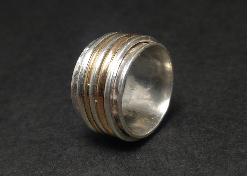 Spinner-Band-Ring 925er Silberring Handgemachter Designerring Fidget-Ring Geburtstagsgeschenk für Sie Meditationsring
