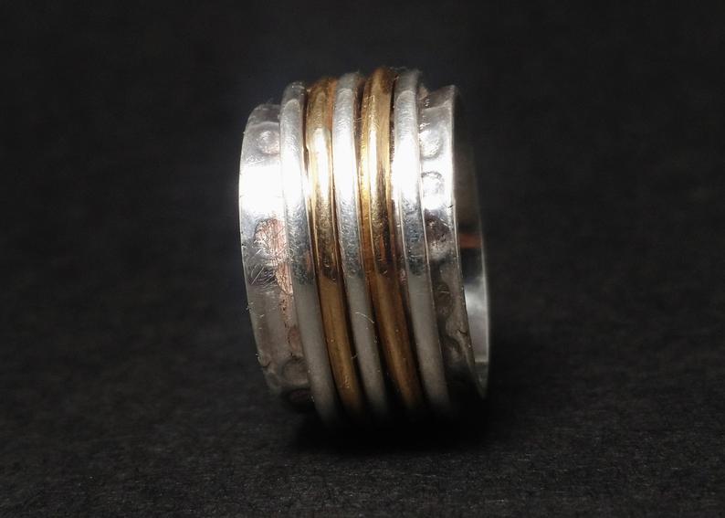 Spinner-Band-Ring 925er Silberring Handgemachter Designerring Fidget-Ring Geburtstagsgeschenk für Sie Meditationsring