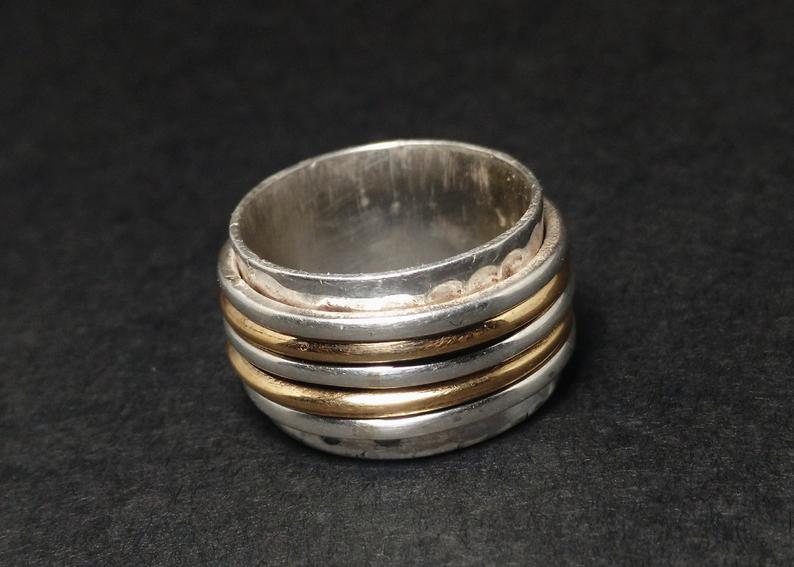 Spinner-Band-Ring 925er Silberring Handgemachter Designerring Fidget-Ring Geburtstagsgeschenk für Sie Meditationsring