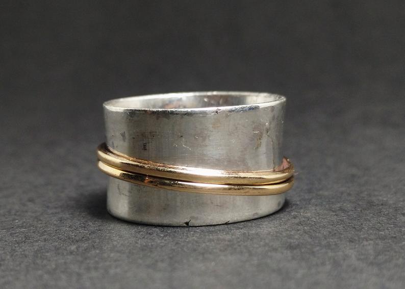 Spinner Band Ring Handmade Ring Meditation Ring 925 Sterling Silver Ring Fidget Ring Birthday Gift
