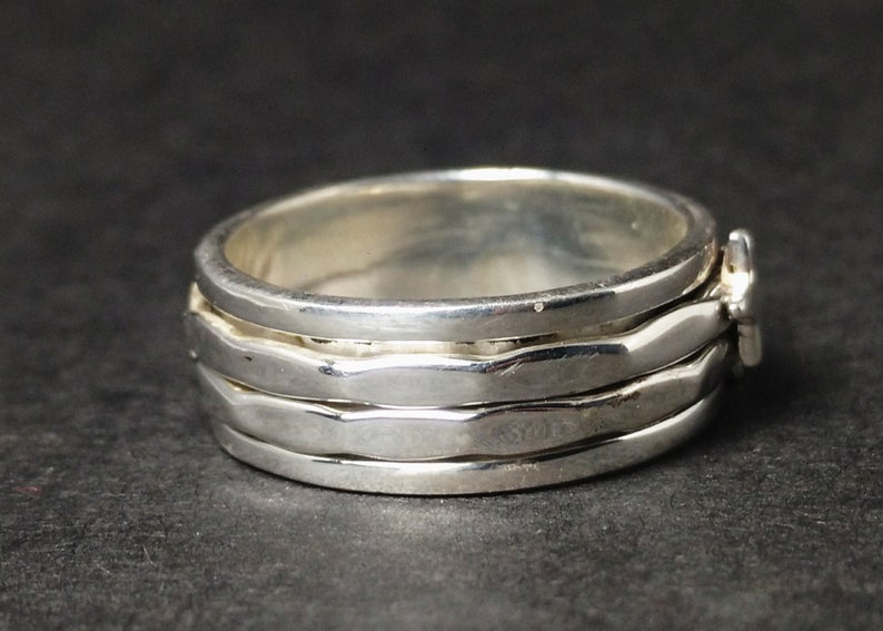 Stern Spinner Ring für Frauen 925 Sterling Silber Sorgenring Handgemachter Ring Damen Silberring