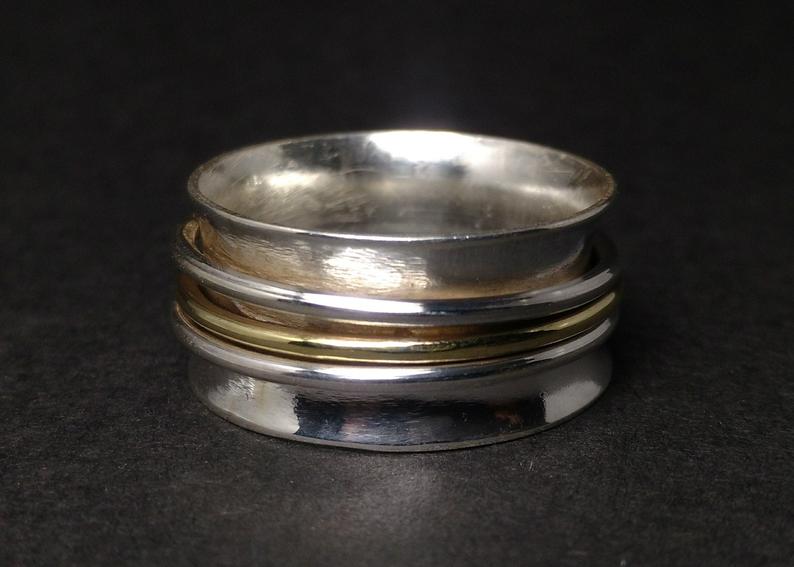 Drehbarer Meditationsring 925 Silberring Fidget Ring Silberner Bandring Sorgenring Handgemachter Ring
