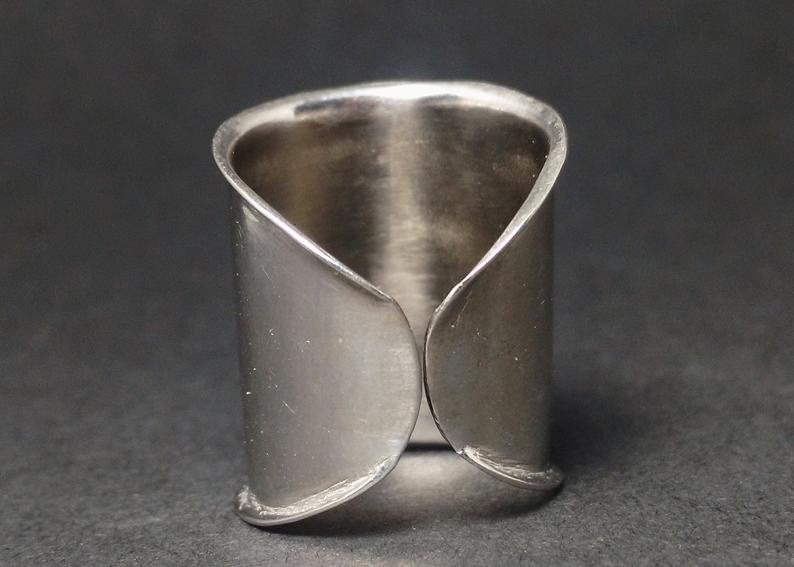 Breiter Bandring Verstellbarer Ring 925 Sterling Silber Handgemachter Schlichter Band Silberring Alltagsring