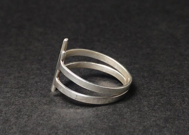 Doppelter Barren Offener Ring 925 Sterling Silber Zierlicher Minimalistischer Ring Damenschmuck Geschenk Für Sie Handgemachter Ring