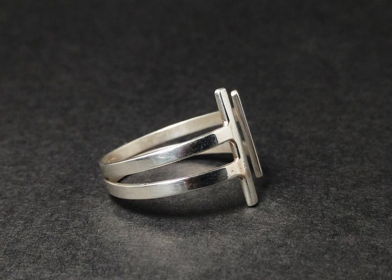 Doppelter Barren Offener Ring 925 Sterling Silber Zierlicher Minimalistischer Ring Damenschmuck Geschenk Für Sie Handgemachter Ring