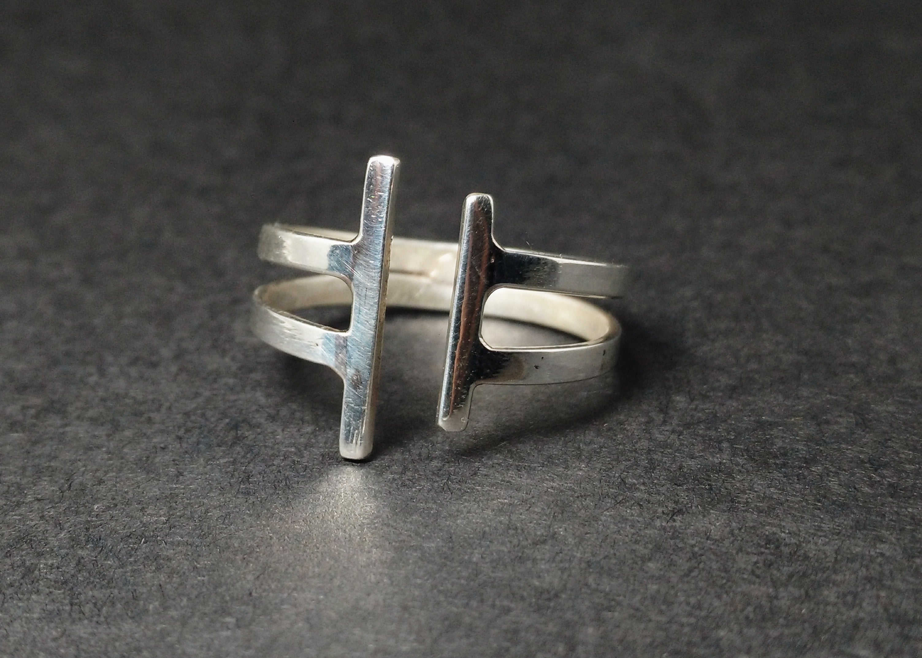 Doppelter Barren Offener Ring 925 Sterling Silber Zierlicher Minimalistischer Ring Damenschmuck Geschenk Für Sie Handgemachter Ring