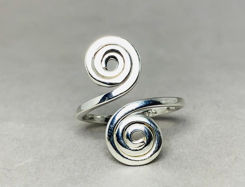 Doppelwendel-Spiralring Geschenk Für Sie Chunky Bohemian Ring 925er Sterlingsilber Feiner Ring