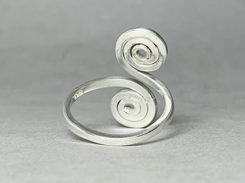 Doppelwendel-Spiralring Geschenk Für Sie Chunky Bohemian Ring 925er Sterlingsilber Feiner Ring