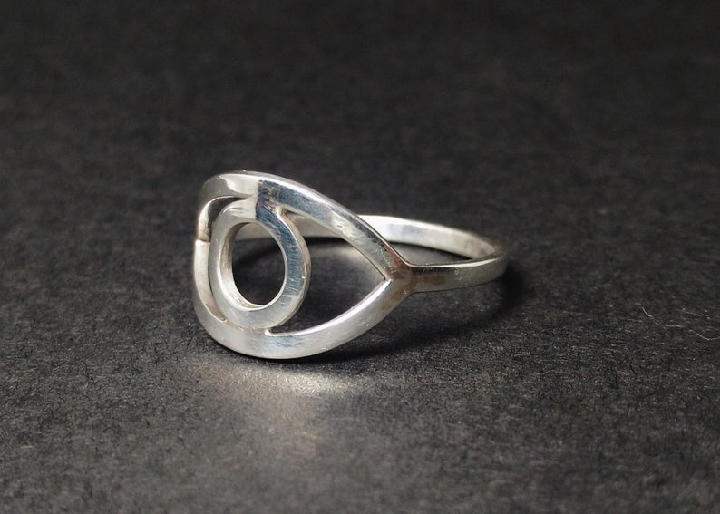 Sterling Silber Augenring Handgemachter Stapelring Zarter Ring Böser Blick Ring Augenschmuck Alltagsring