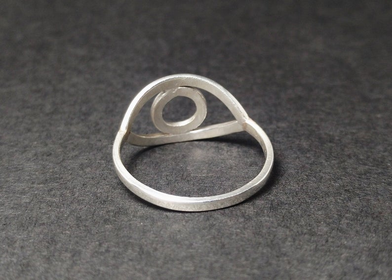 Sterling Silber Augenring Handgemachter Stapelring Zarter Ring Böser Blick Ring Augenschmuck Alltagsring