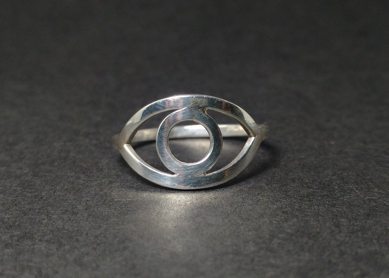 Sterling Silber Augenring Handgemachter Stapelring Zarter Ring Böser Blick Ring Augenschmuck Alltagsring