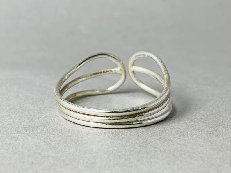 Dreifach-Bandring 925 Sterling Silber Handgemachter Ring Einzigartiges Geschenk für sie