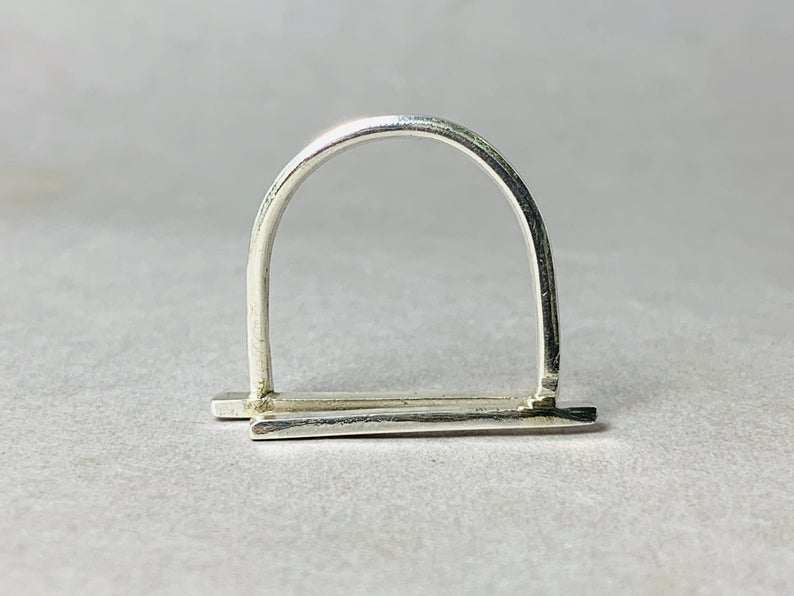 Doppelter Stab Ring Langer Silberner Stab Ring 925 Sterling Silber Zarter Ring Parallel Ring Geometrischer Ring Moderner Ring Geschenkring