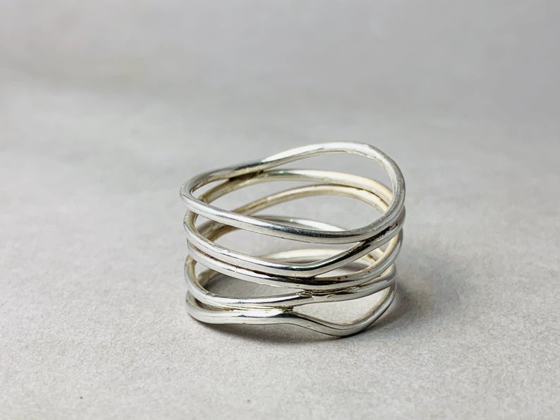 Spiralring 925er Sterlingsilber Handgemacht Designer Alltag Silberschmuck Geschenk für Sie Einzigartiger Boho-Ring