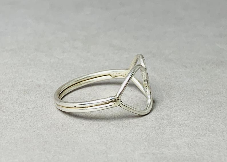 Doppelherz-Ring 925 Silber Handgemachter Offener Herz Statement Ring Minimalistischer Schmuck Geschenk für Sie Geschenkideen Yoga Ring