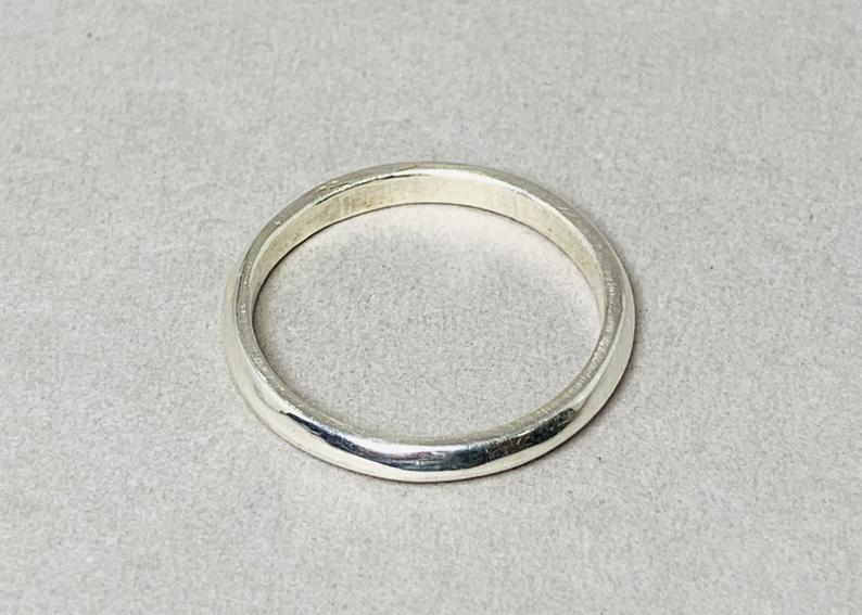 Stapelbarer Bandring 925 Sterling Silber Abschlussgeschenk Einfacher Glatter Bandring Halbkugelring