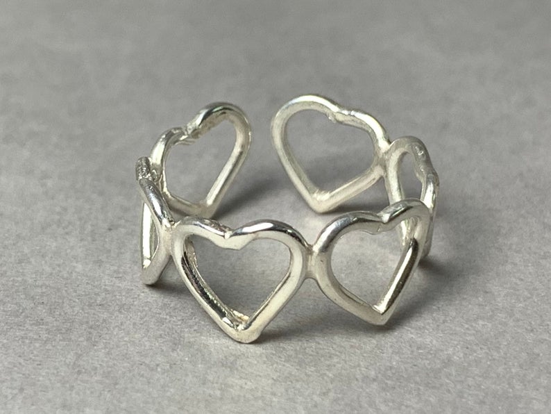 Herzring 925 Sterling Silber Minimalistischer Herz Stapelring Liebesring Handgemachtes Geschenk für sie
