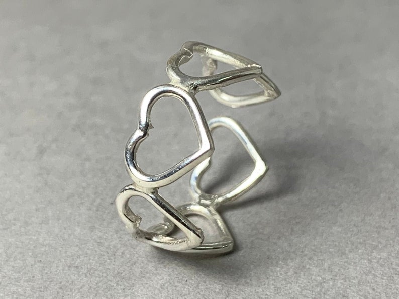 Herzring 925 Sterling Silber Minimalistischer Herz Stapelring Liebesring Handgemachtes Geschenk für sie