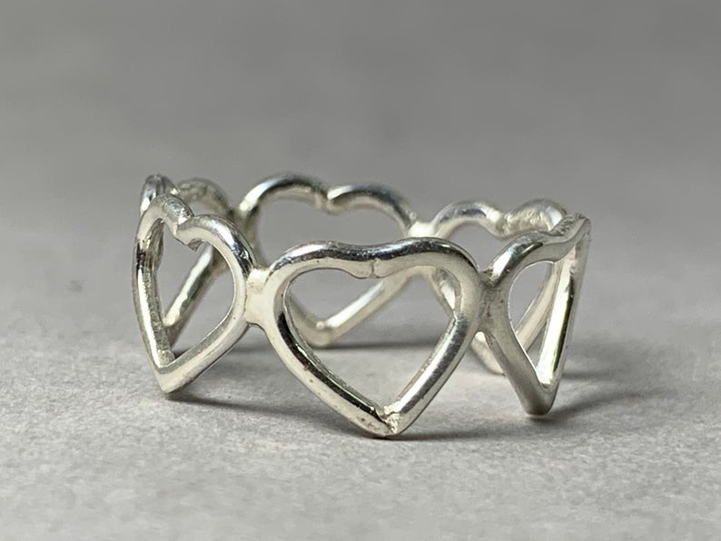 Herzring 925 Sterling Silber Minimalistischer Herz Stapelring Liebesring Handgemachtes Geschenk für sie