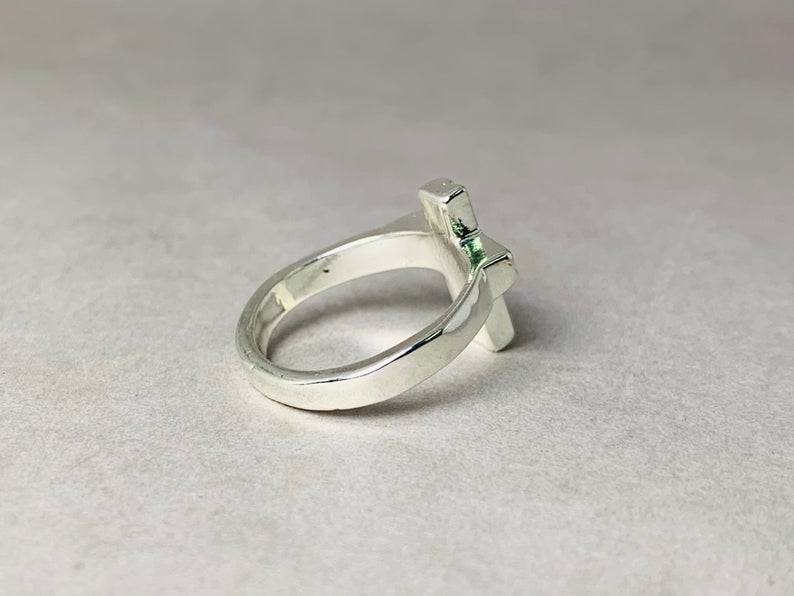 Kreuzring 925 Sterling Silber Handgemachter Siegelring Zierlicher Kreuzring Alltagsring Einzigartiger Ring Silberschmuck