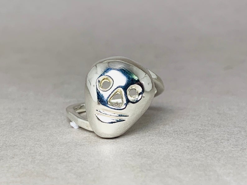 925er Sterling Silber Totenkopfring Totenkopf Schmuck Handgemachter Skelettring Gothic Ring Damenring