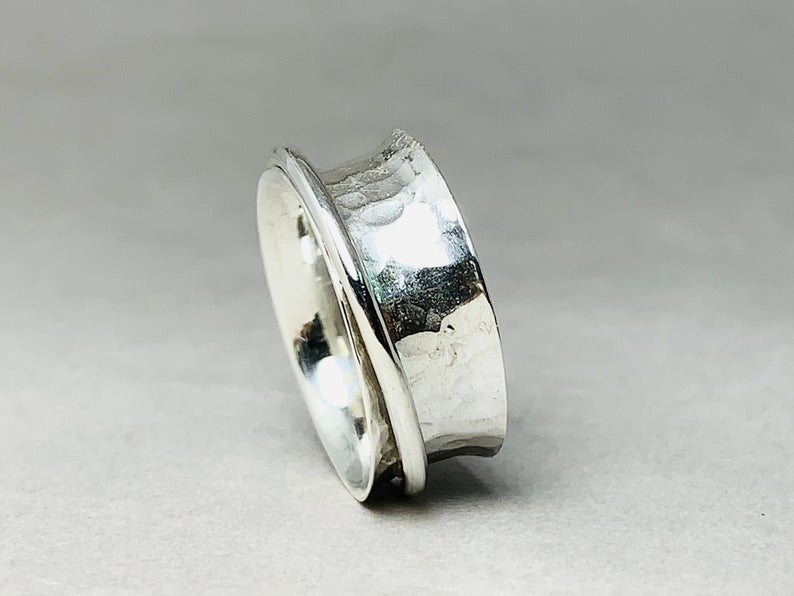 Handgefertigter Spinner Ring 925 Sterling Silber Ring Silberschmuck Gehämmerter Ring Damen Spinner Ring Silber Band Ring