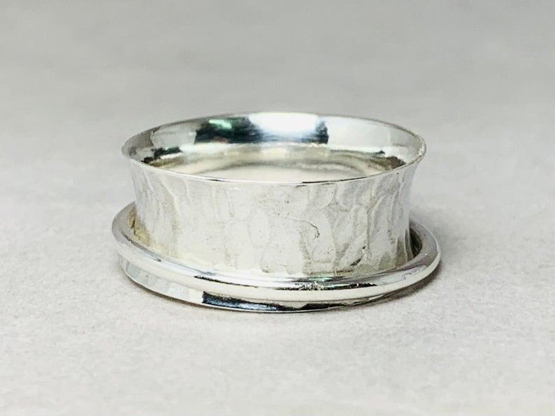 Handgefertigter Spinner Ring 925 Sterling Silber Ring Silberschmuck Gehämmerter Ring Damen Spinner Ring Silber Band Ring