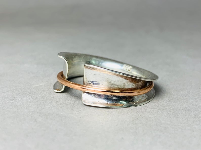 Spinner Ring Zappelring Statement-Sorgenring Meditationsring 925 Sterling Silber Handgefertigter Ring