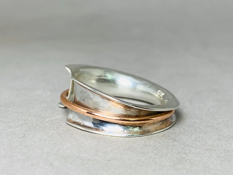 Spinner Ring Zappelring Statement-Sorgenring Meditationsring 925 Sterling Silber Handgefertigter Ring