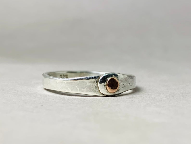 Gehämmerter Bandring 925 Silberring Silberner Bandring Statement-Bandring Boho Gypsy Ring