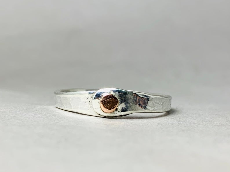 Gehämmerter Bandring 925 Silberring Silberner Bandring Statement-Bandring Boho Gypsy Ring