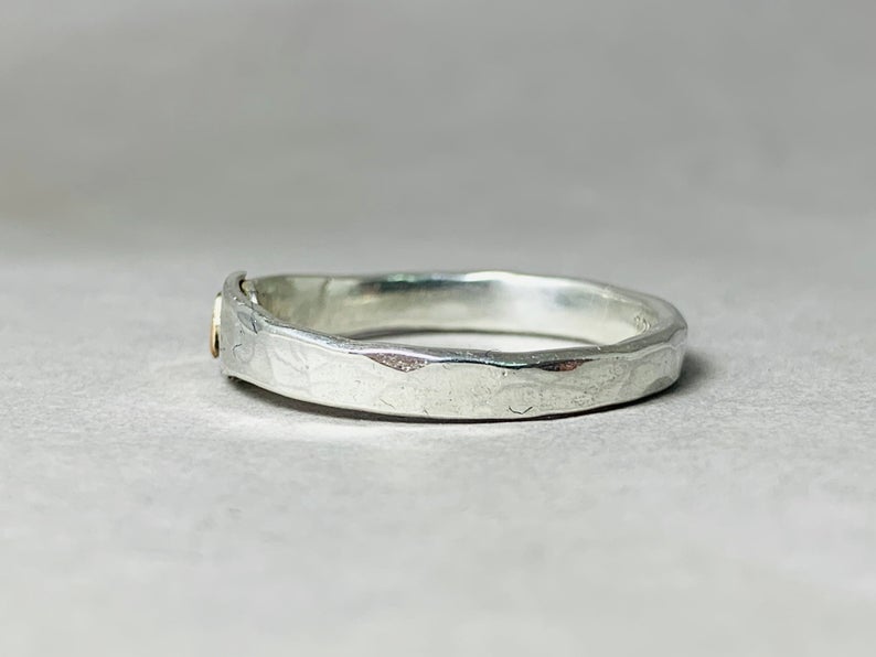 Gehämmerter Bandring 925 Silberring Silberner Bandring Statement-Bandring Boho Gypsy Ring