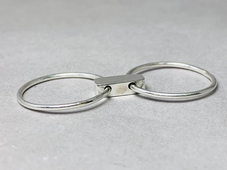 Silber Bar Ring Zappelring Statement Angstring 925 Sterling Silber Ring für Frauen Einzigartiger Ring Geschenk für Sie