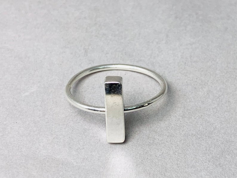 Fidget Bar Ring Meditationsring 925 Sterling Silber Sorgen Angstring Handgefertigter Stapelring