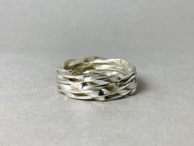 Handgefertigter Silberring 925 Sterling Silber Ring Gedrehter Ring Statement Einzigartiger Ring Geschenk für Sie