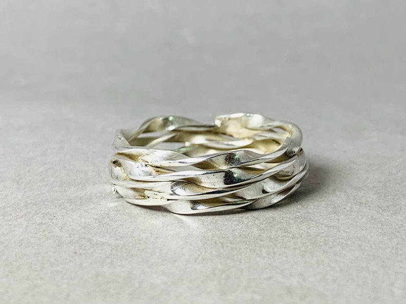Handgefertigter Silberring 925 Sterling Silber Ring Gedrehter Ring Statement Einzigartiger Ring Geschenk für Sie