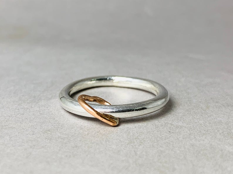 Kupferherzring 925 Sterling Silber Zarter Ring Herzchenring Valentinsring Liebesfreundschaftsgeschenk Für Sie