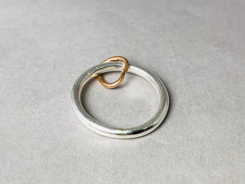 Kupferherzring 925 Sterling Silber Zarter Ring Herzchenring Valentinsring Liebesfreundschaftsgeschenk Für Sie