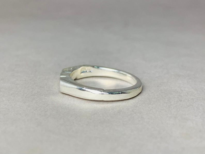 Schlichter Bandring 925er massiver Sterlingsilberring Stapelring Handgefertigter klassischer Bandring Siegelring Boho Ring