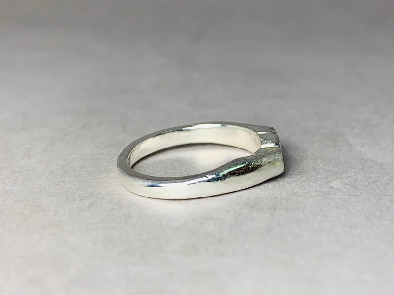 Schlichter Bandring 925er massiver Sterlingsilberring Stapelring Handgefertigter klassischer Bandring Siegelring Boho Ring