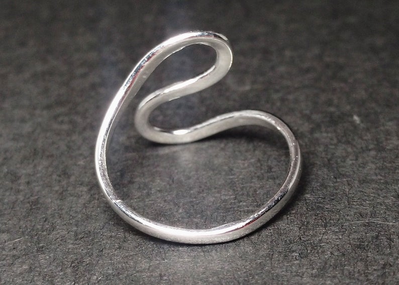 Spiral Silber Wellen Ring 925 Sterling Silber Ozeanring Strandring Handgemachter Ring