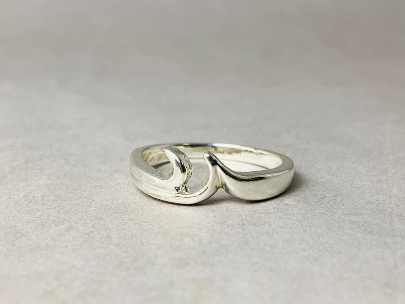 Ozean Wellen Ring 925er Massiv Silber Ring Wellenring Silberband Ring Einzigartiger Ring Alltagsring Geschenk Für Sie