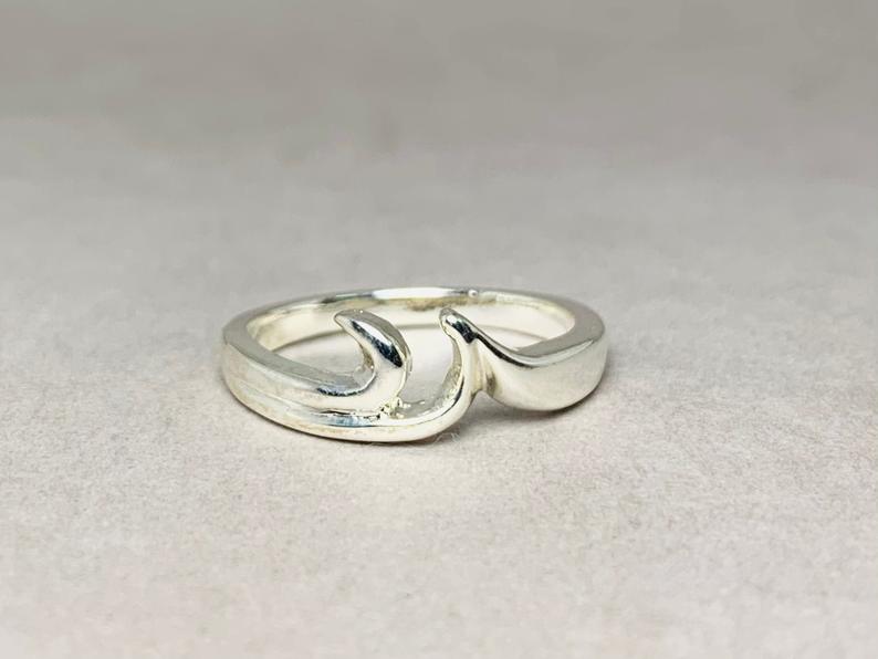 Ozean Wellen Ring 925er Massiv Silber Ring Wellenring Silberband Ring Einzigartiger Ring Alltagsring Geschenk Für Sie